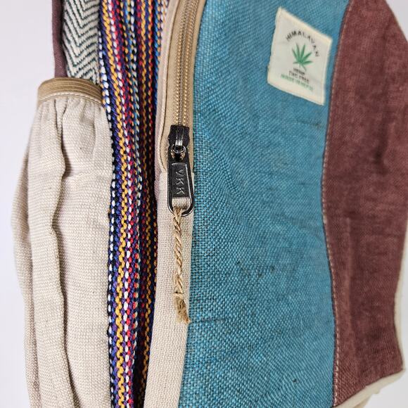 Himalayan Hemp THC-Free Backpack Made in Nepal Bohemian Rasta Boho Eco Rucksack - Picture 5 of 16